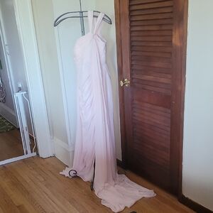 Elegant Light Pink One-Shoulder Gown
